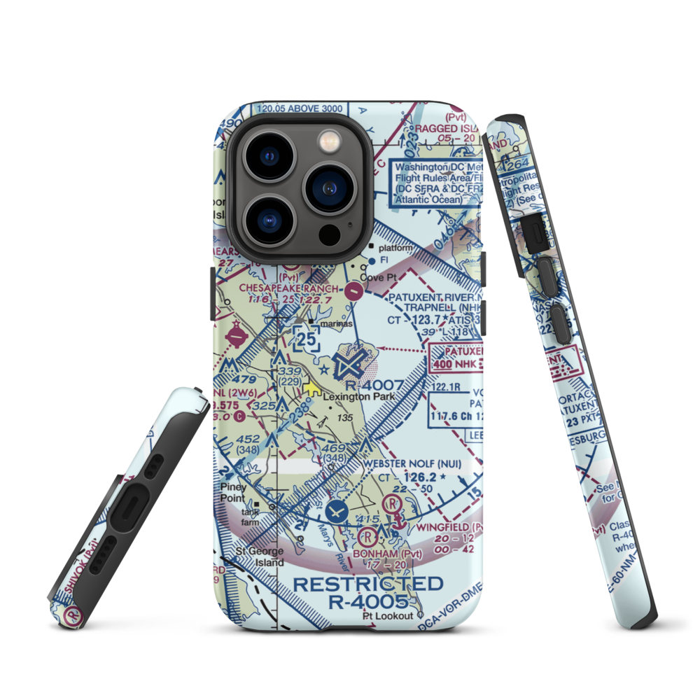 Patuxent River Naval Air Station (Trapnell Field) (NHK) VFR Sectional  Tough iPhone Case iPhone 13 Pro model shown