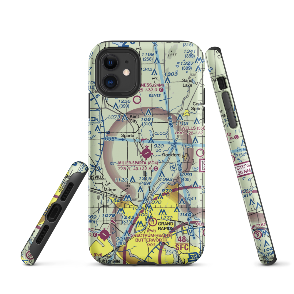 Paul C. Miller-Sparta Airport (8D4) VFR Sectional  Tough iPhone Case iPhone 11 model shown