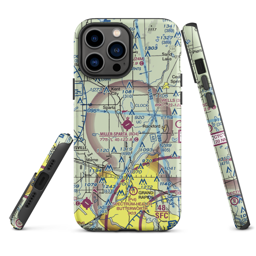 Paul C. Miller-Sparta Airport (8D4) VFR Sectional  Tough iPhone Case iPhone 13 Pro Max model shown