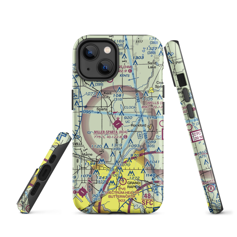 Paul C. Miller-Sparta Airport (8D4) VFR Sectional  Tough iPhone Case iPhone 14 model shown