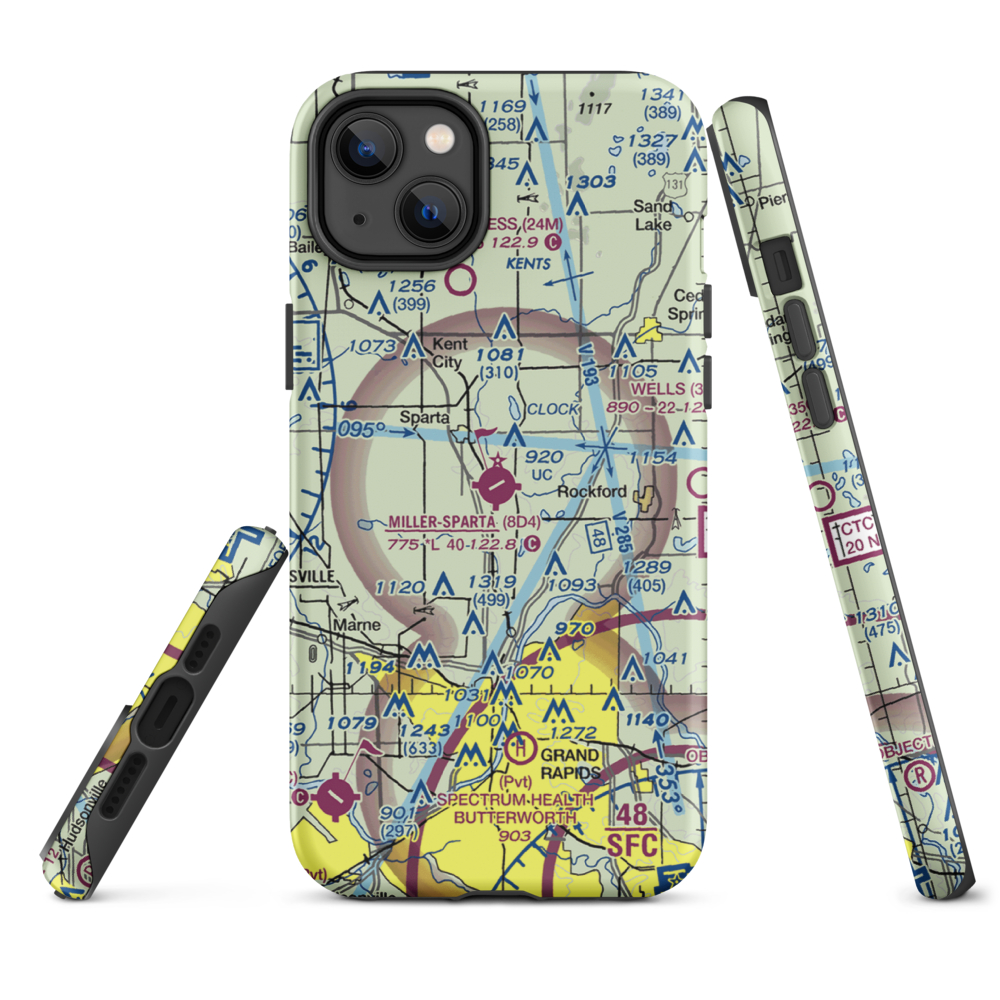 Paul C. Miller-Sparta Airport (8D4) VFR Sectional  Tough iPhone Case iPhone 14 Plus model shown