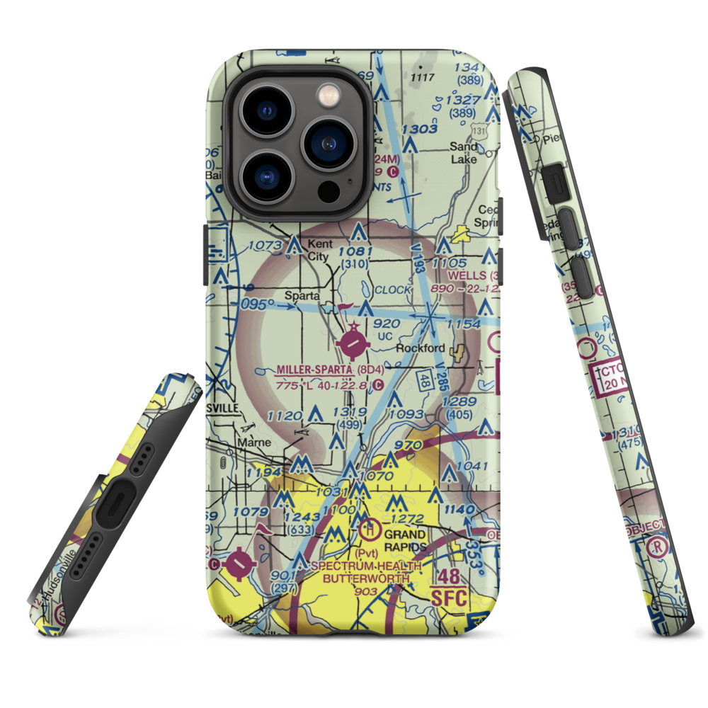 Paul C. Miller-Sparta Airport (8D4) VFR Sectional  Tough iPhone Case iPhone 14 Pro Max model shown