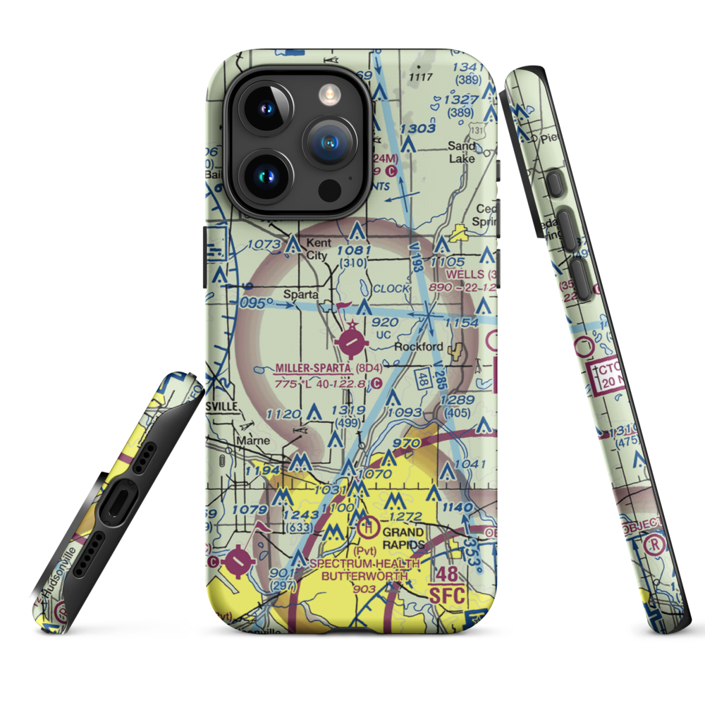 Paul C. Miller-Sparta Airport (8D4) VFR Sectional  Tough iPhone Case iPhone 15 Pro Max model shown