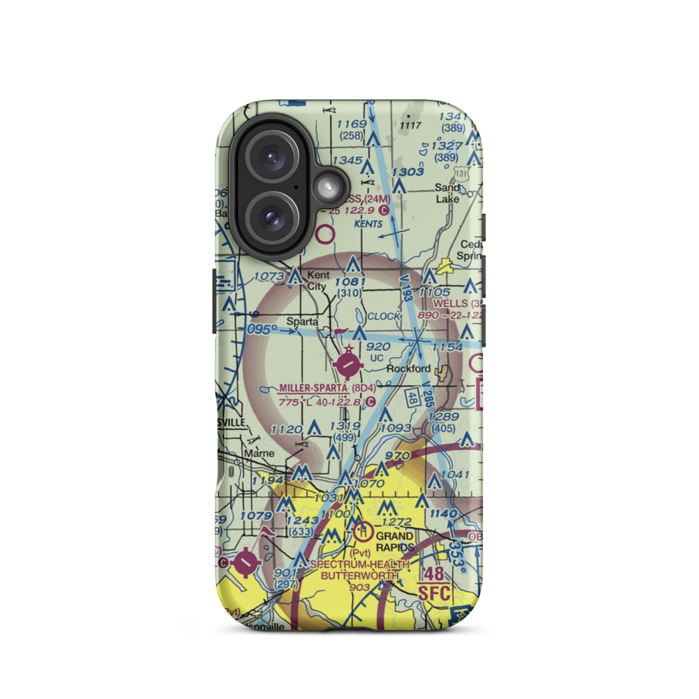 Paul C. Miller-Sparta Airport (8D4) VFR Sectional  Tough iPhone Case iPhone 16 model shown