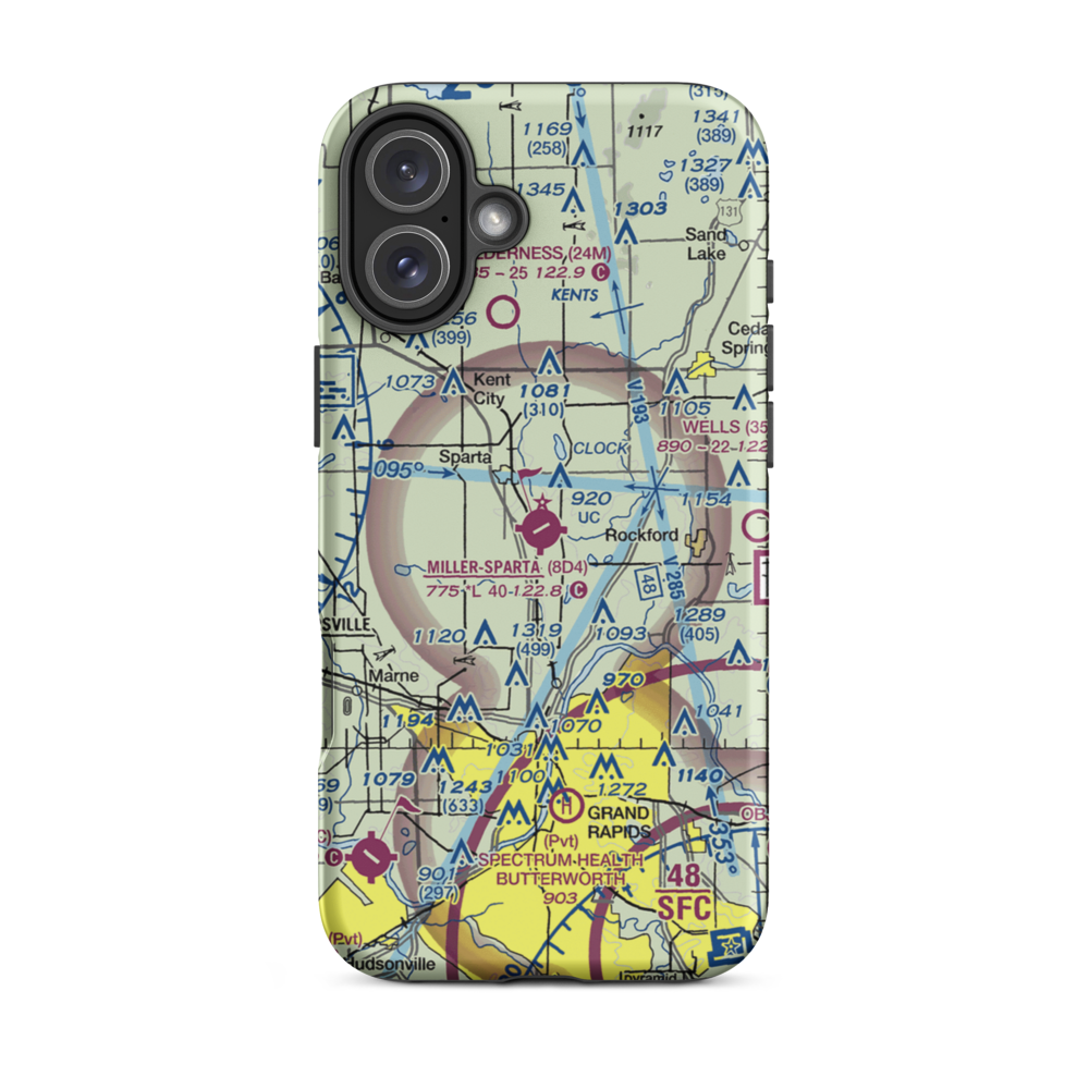 Paul C. Miller-Sparta Airport (8D4) VFR Sectional  Tough iPhone Case iPhone 16 Plus model shown
