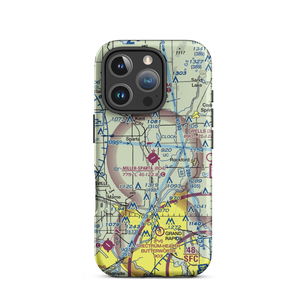Paul C. Miller-Sparta Airport (8D4) VFR Sectional  Tough iPhone Case iPhone 16 Pro model shown