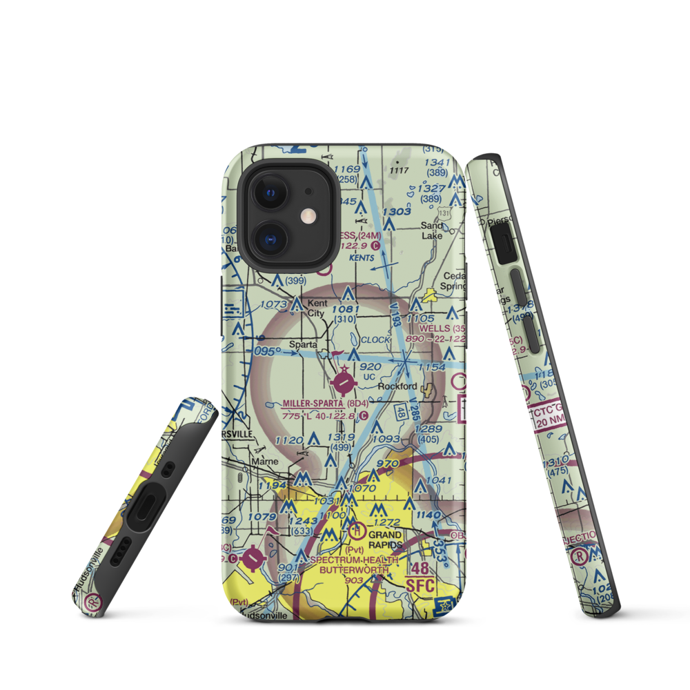 Paul C. Miller-Sparta Airport (8D4) VFR Sectional  Tough iPhone Case iPhone 12 mini model shown