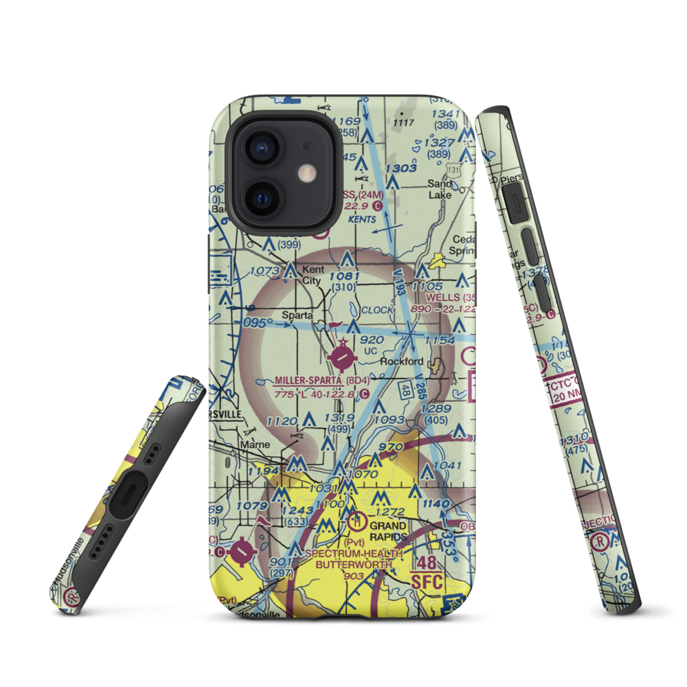 Paul C. Miller-Sparta Airport (8D4) VFR Sectional  Tough iPhone Case iPhone 12 model shown