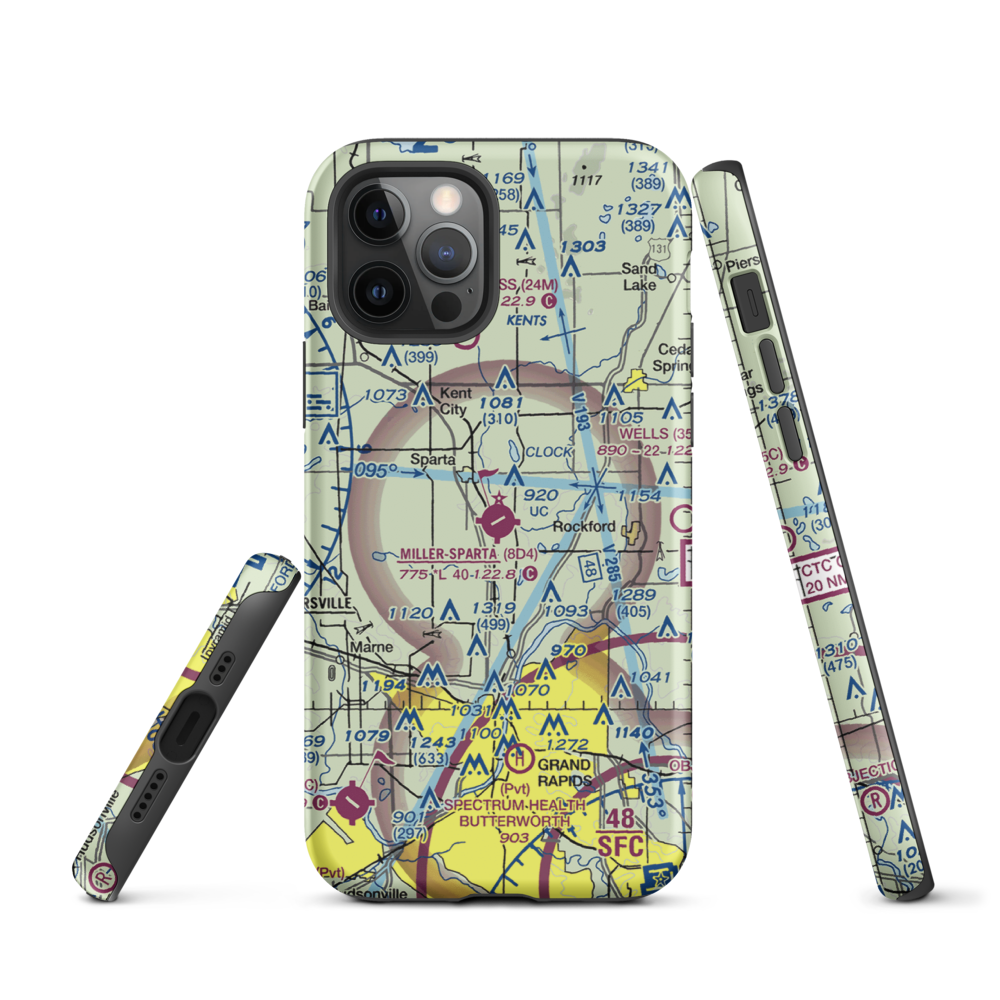 Paul C. Miller-Sparta Airport (8D4) VFR Sectional  Tough iPhone Case iPhone 12 Pro model shown