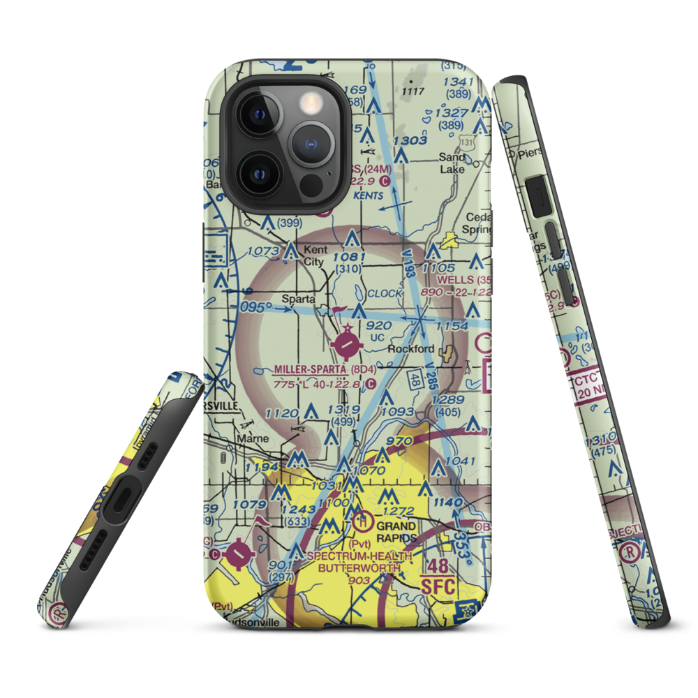 Paul C. Miller-Sparta Airport (8D4) VFR Sectional  Tough iPhone Case iPhone 12 Pro Max model shown
