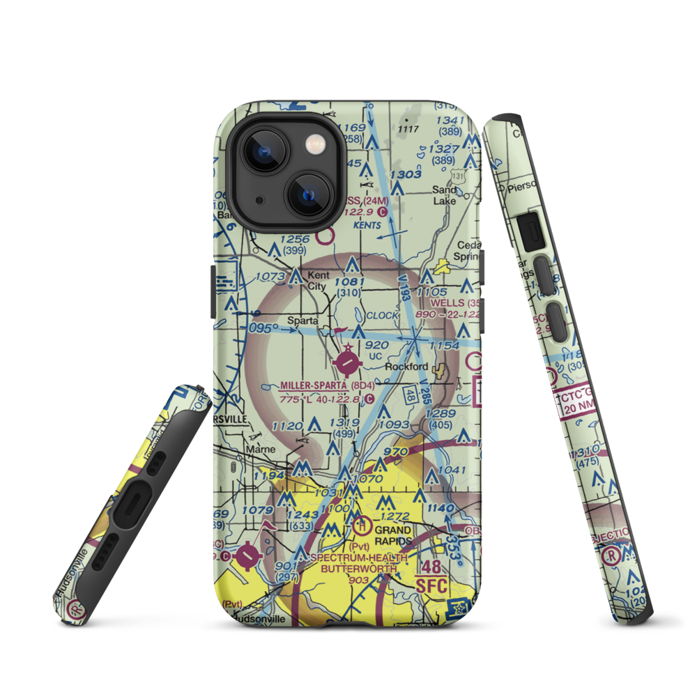 Paul C. Miller-Sparta Airport (8D4) VFR Sectional  Tough iPhone Case iPhone 13 model shown