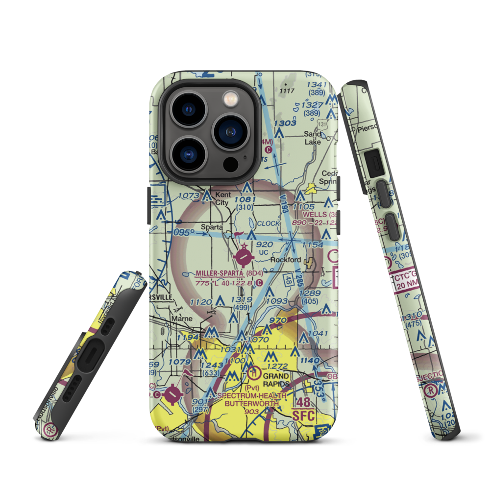 Paul C. Miller-Sparta Airport (8D4) VFR Sectional  Tough iPhone Case iPhone 13 Pro model shown