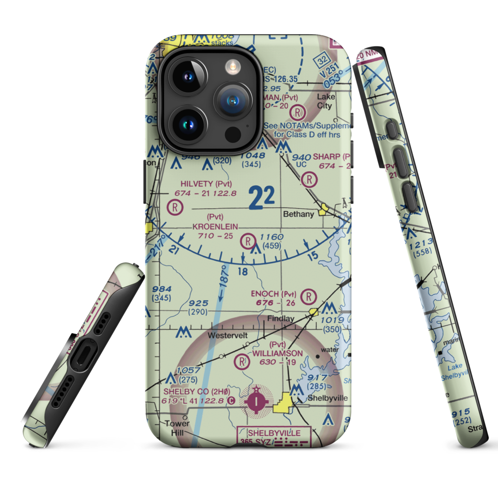 Paul E. Kroenlein Airport (5LL2) VFR Sectional  Tough iPhone Case iPhone 15 Pro Max model shown