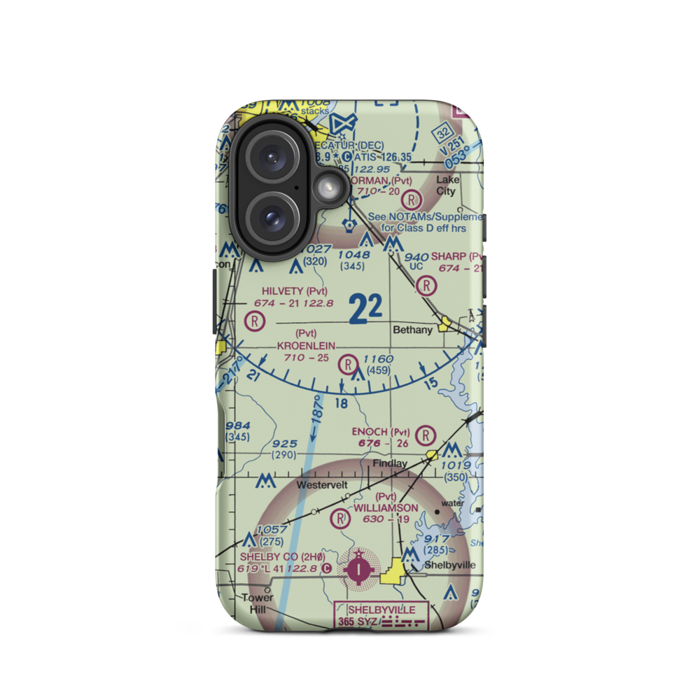 Paul E. Kroenlein Airport (5LL2) VFR Sectional  Tough iPhone Case iPhone 16 model shown