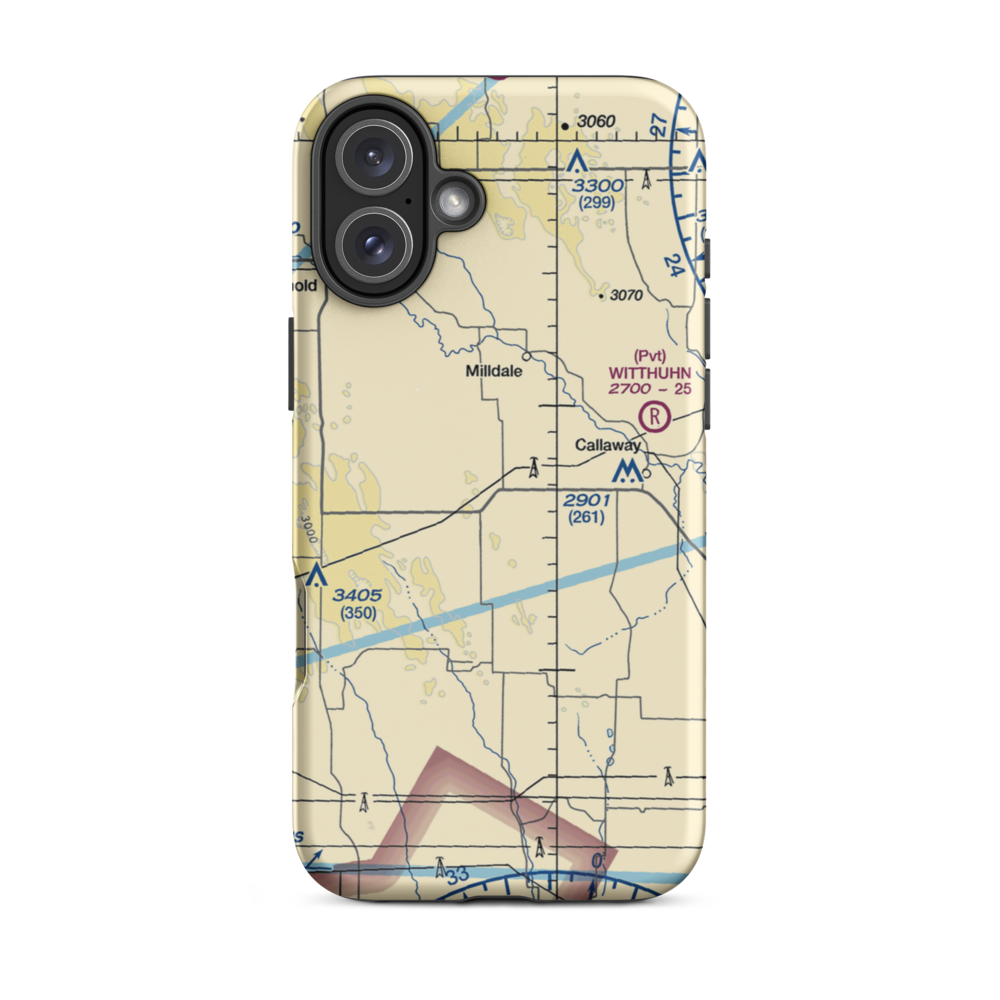 Paul Ridder Ranch Airport (1NE1) VFR Sectional  Tough iPhone Case iPhone 16 Plus model shown