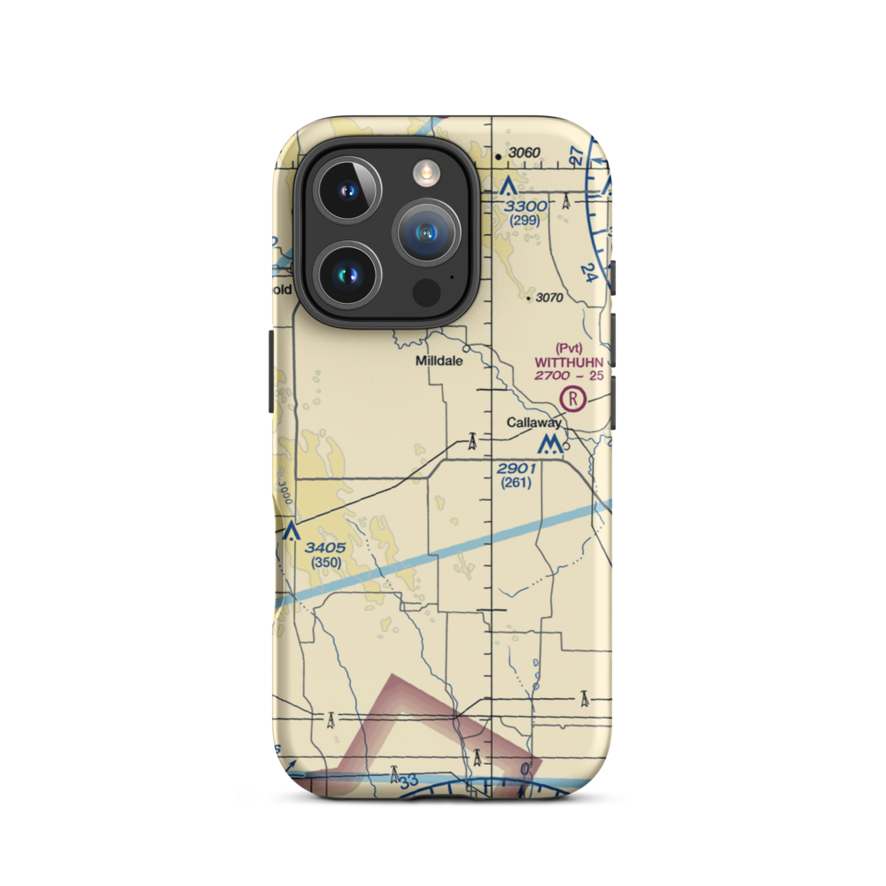 Paul Ridder Ranch Airport (1NE1) VFR Sectional  Tough iPhone Case iPhone 16 Pro model shown