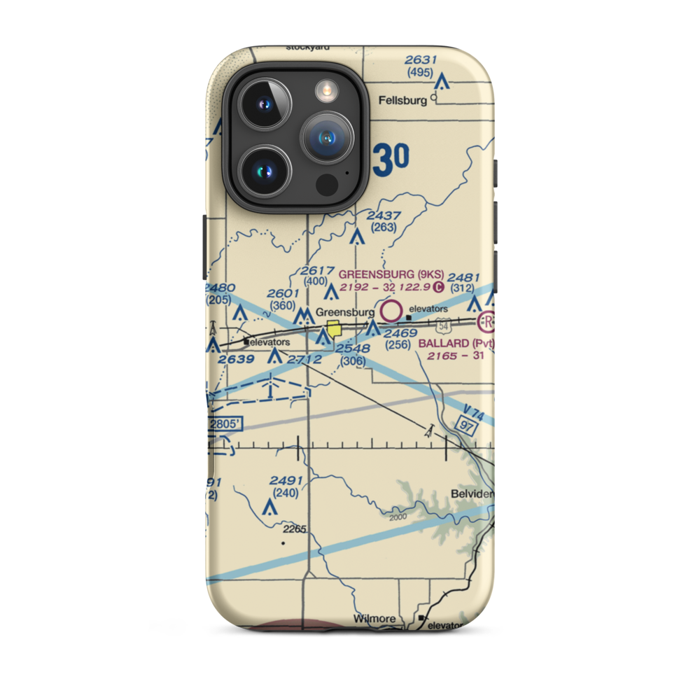 Paul Windle Municipal Airport (8K7) VFR Sectional  Tough iPhone Case iPhone 16 Pro Max model shown