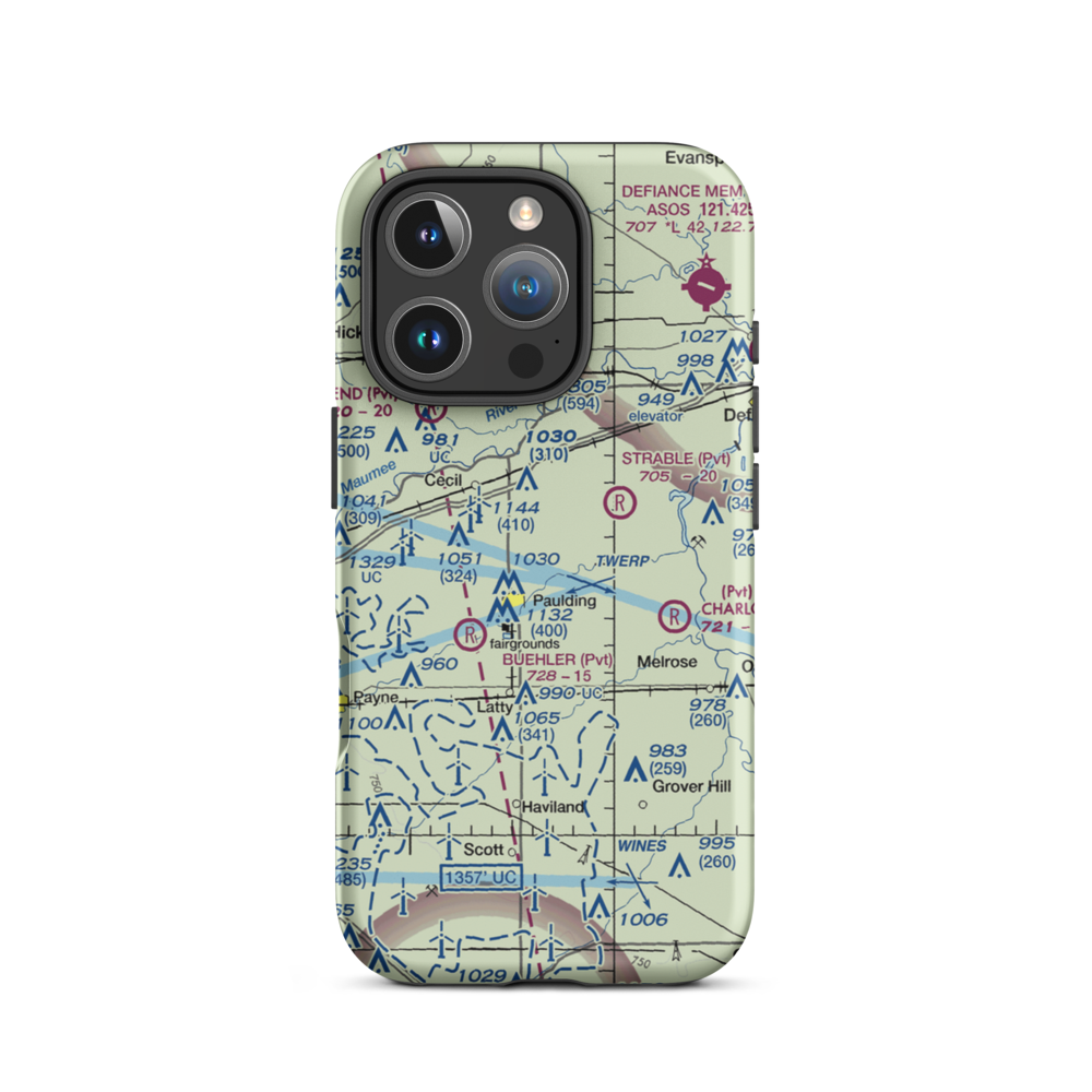 Paulding Airport Inc Airport (2H8) VFR Sectional  Tough iPhone Case iPhone 16 Pro model shown