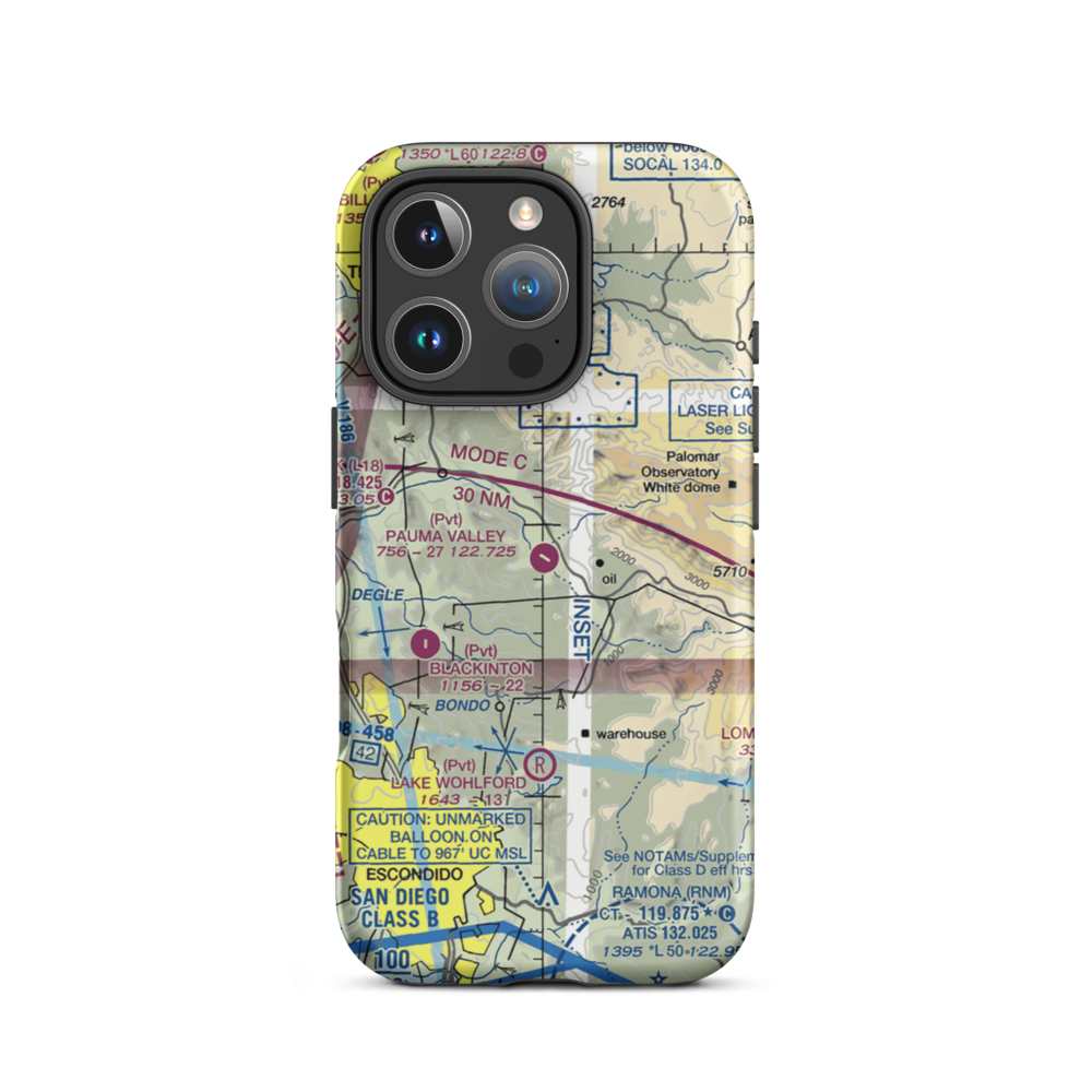 Pauma Valley Air Park (CL33) VFR Sectional  Tough iPhone Case iPhone 16 Pro model shown