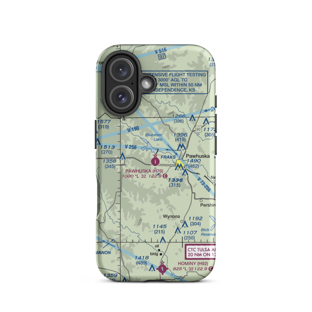 Pawhuska Municipal Airport (H76) VFR Sectional  Tough iPhone Case iPhone 16 model shown