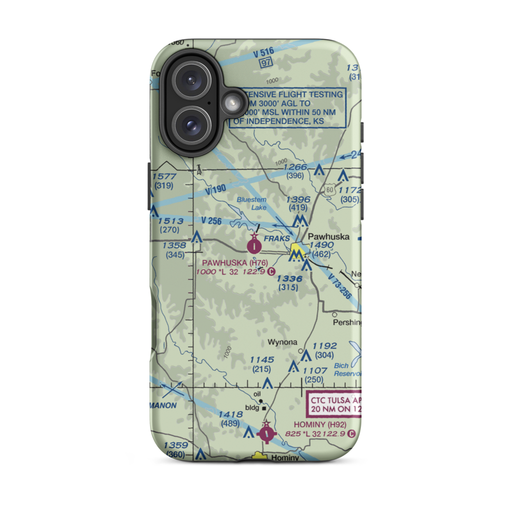 Pawhuska Municipal Airport (H76) VFR Sectional  Tough iPhone Case iPhone 16 Plus model shown