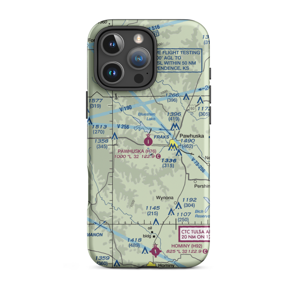 Pawhuska Municipal Airport (H76) VFR Sectional  Tough iPhone Case iPhone 16 Pro Max model shown