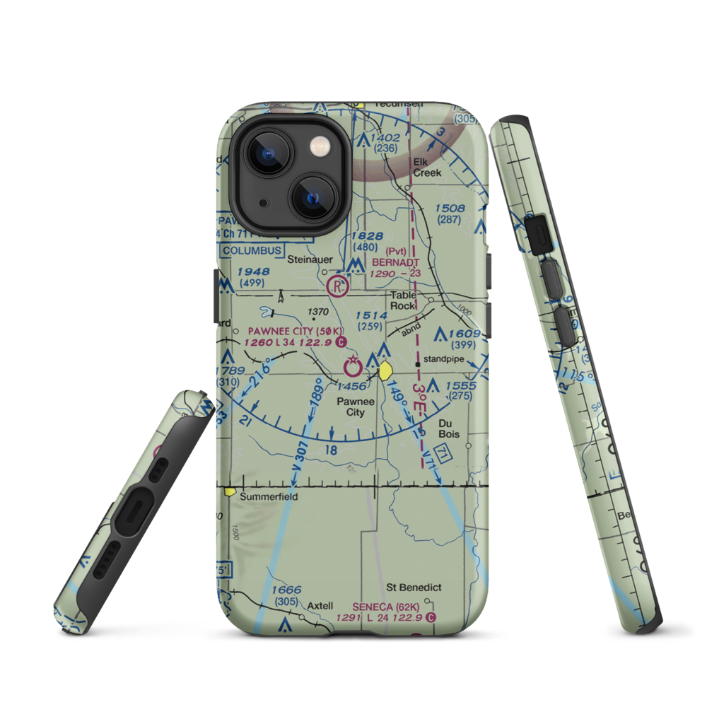 Pawnee City Municipal Airport (50K) VFR Sectional  Tough iPhone Case iPhone 13 model shown