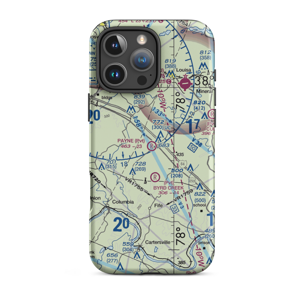 Payne Airport (VG05) VFR Sectional  Tough iPhone Case iPhone 16 Pro Max model shown