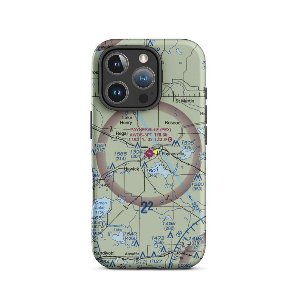 Paynesville Municipal Airport (PEX) VFR Sectional  Tough iPhone Case iPhone 16 Pro model shown