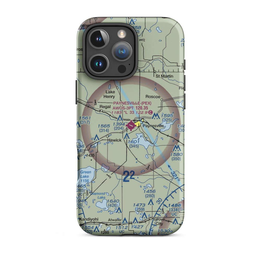 Paynesville Municipal Airport (PEX) VFR Sectional  Tough iPhone Case iPhone 16 Pro Max model shown