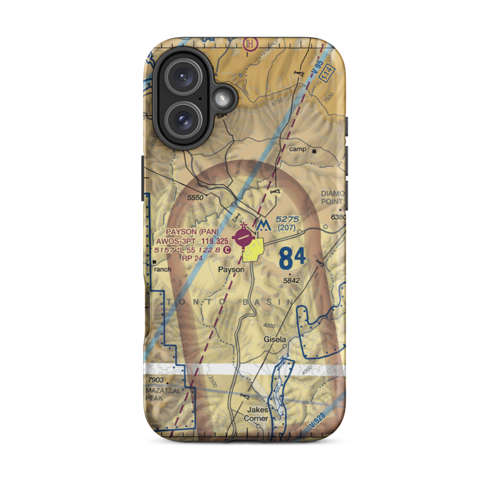 Payson Airport (PAN) VFR Sectional  Tough iPhone Case iPhone 16 Plus model shown