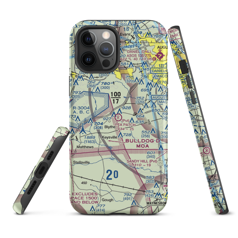 Pea Patch Aerodrome (61GA) VFR Sectional  Tough iPhone Case iPhone 12 Pro Max model shown