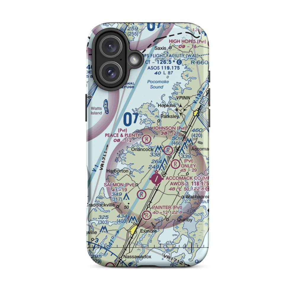 Peace and Plenty Farm Airport (VA92) VFR Sectional  Tough iPhone Case iPhone 16 Plus model shown