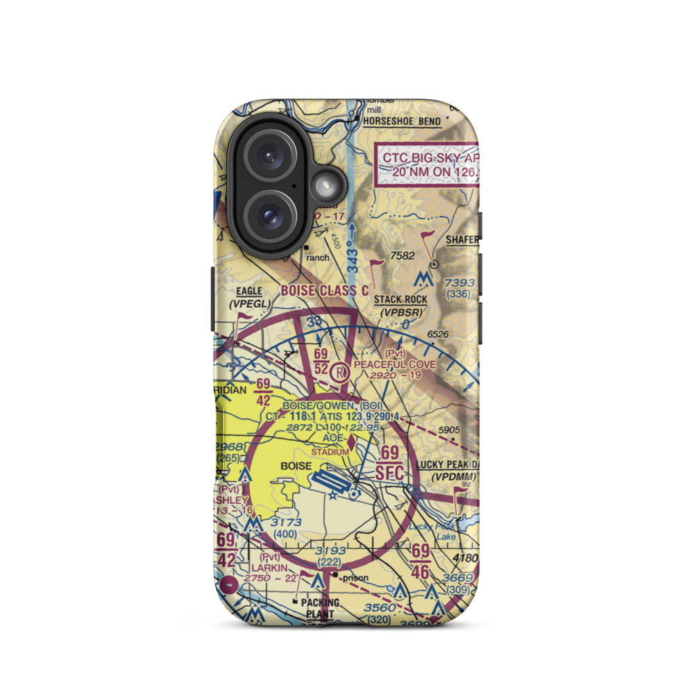 Peaceful Cove Airport (14ID) VFR Sectional  Tough iPhone Case iPhone 16 model shown