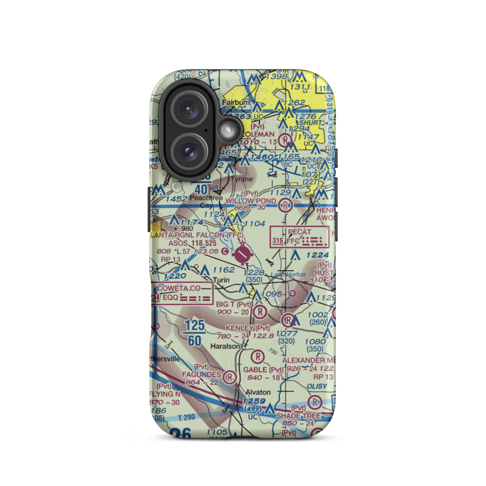 Peachtree City Falcon Field (FFC) VFR Sectional  Tough iPhone Case iPhone 16 model shown