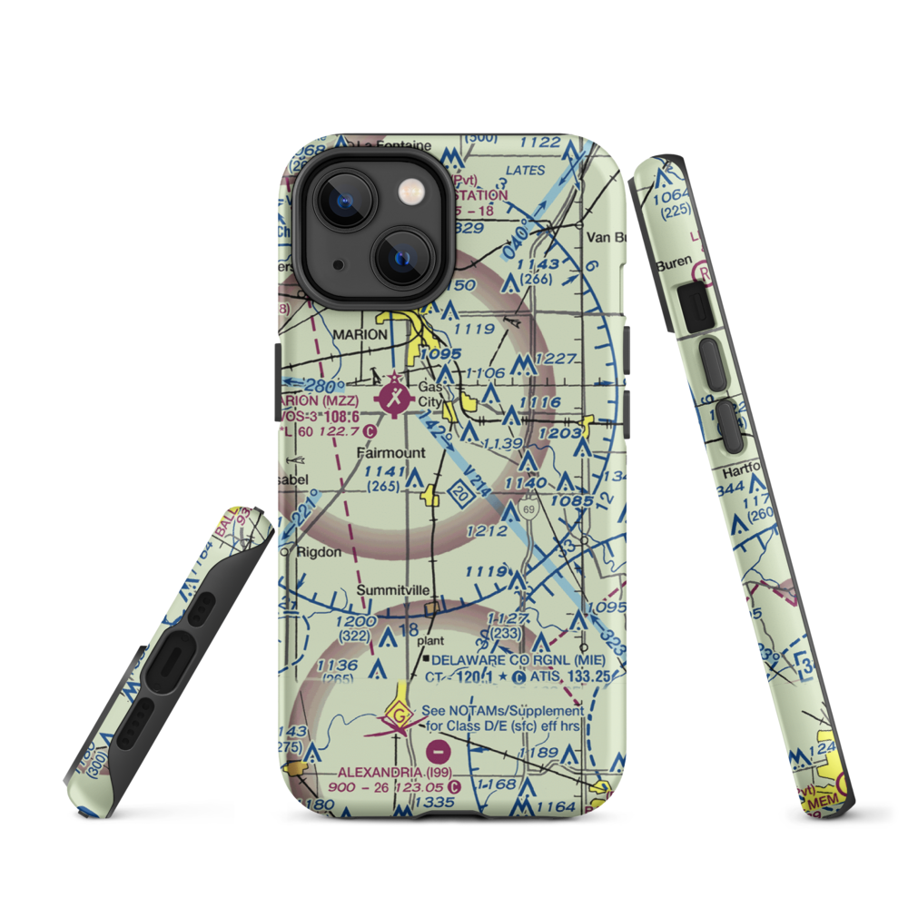 Peacock Farms Airport (64IN) VFR Sectional  Tough iPhone Case iPhone 14 model shown