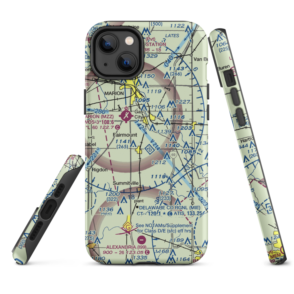 Peacock Farms Airport (64IN) VFR Sectional  Tough iPhone Case iPhone 14 Plus model shown