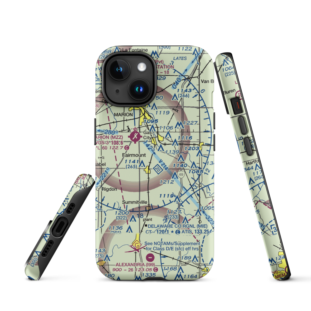 Peacock Farms Airport (64IN) VFR Sectional  Tough iPhone Case iPhone 15 model shown