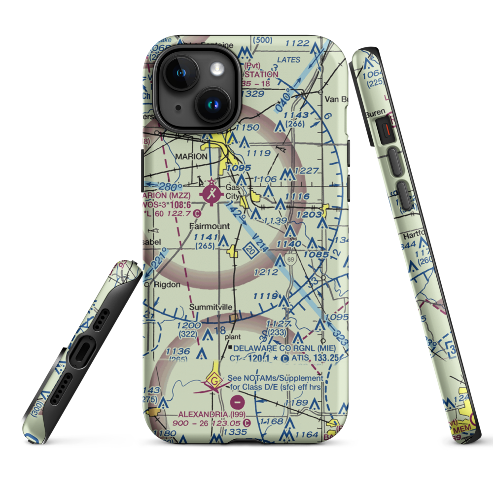 Peacock Farms Airport (64IN) VFR Sectional  Tough iPhone Case iPhone 15 Plus model shown