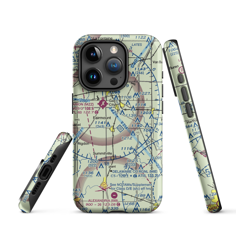 Peacock Farms Airport (64IN) VFR Sectional  Tough iPhone Case iPhone 15 Pro model shown