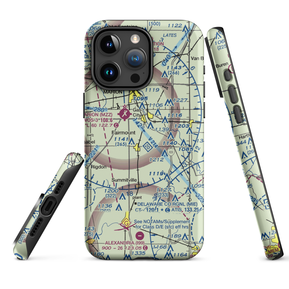 Peacock Farms Airport (64IN) VFR Sectional  Tough iPhone Case iPhone 15 Pro Max model shown