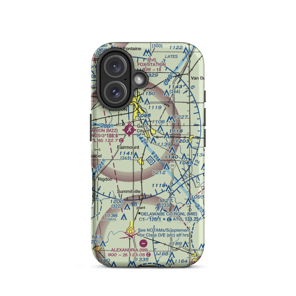Peacock Farms Airport (64IN) VFR Sectional  Tough iPhone Case iPhone 16 model shown