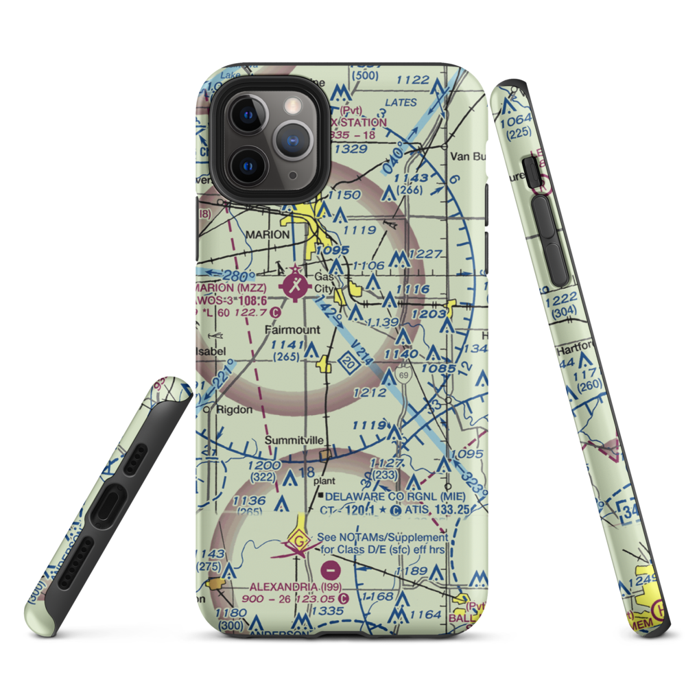 Peacock Farms Airport (64IN) VFR Sectional  Tough iPhone Case iPhone 11 Pro Max model shown