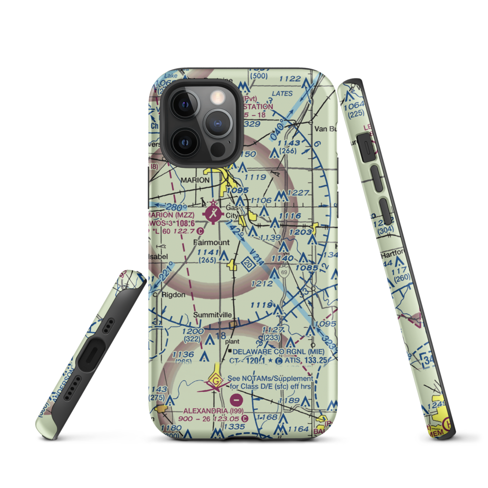 Peacock Farms Airport (64IN) VFR Sectional  Tough iPhone Case iPhone 12 Pro model shown