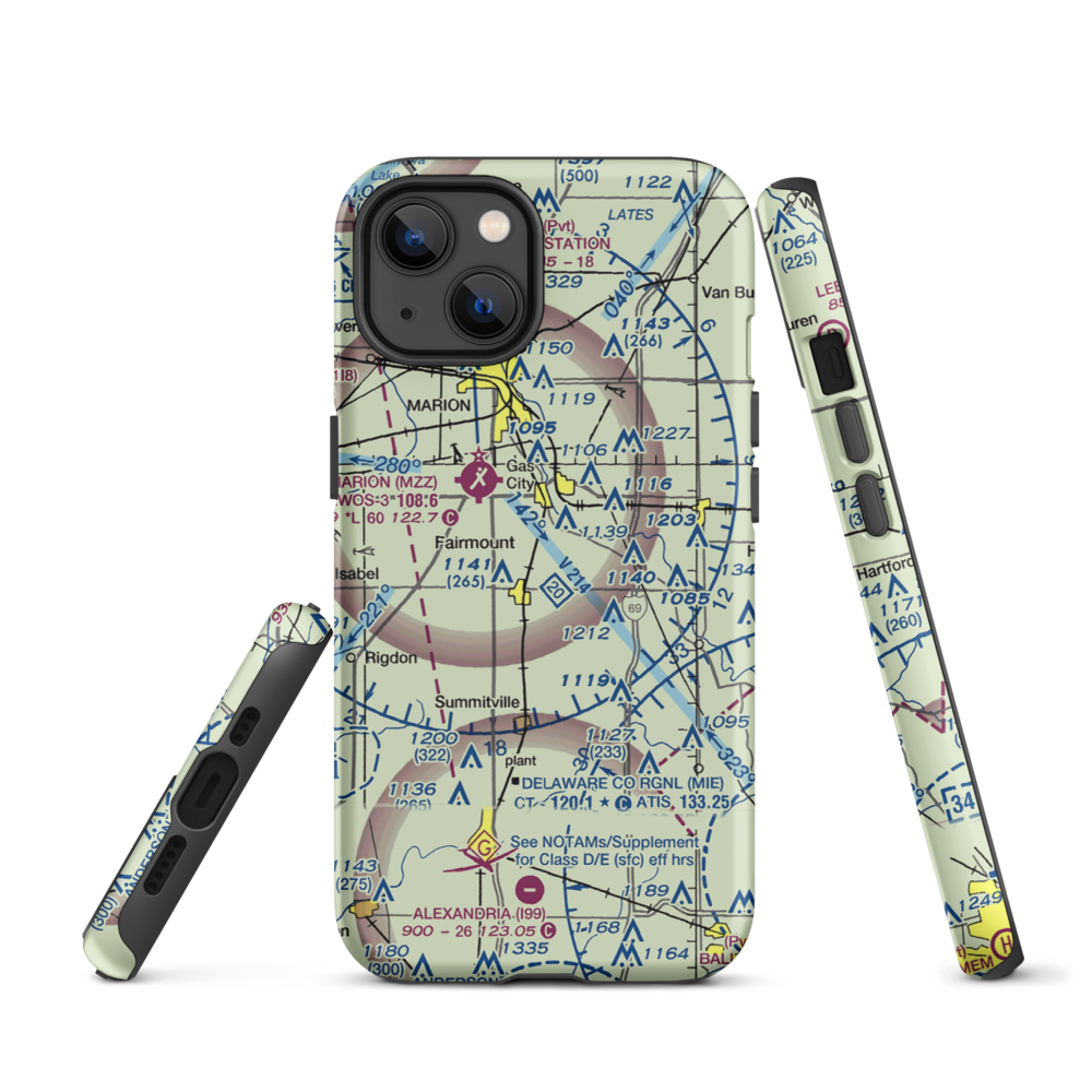 Peacock Farms Airport (64IN) VFR Sectional  Tough iPhone Case iPhone 13 model shown