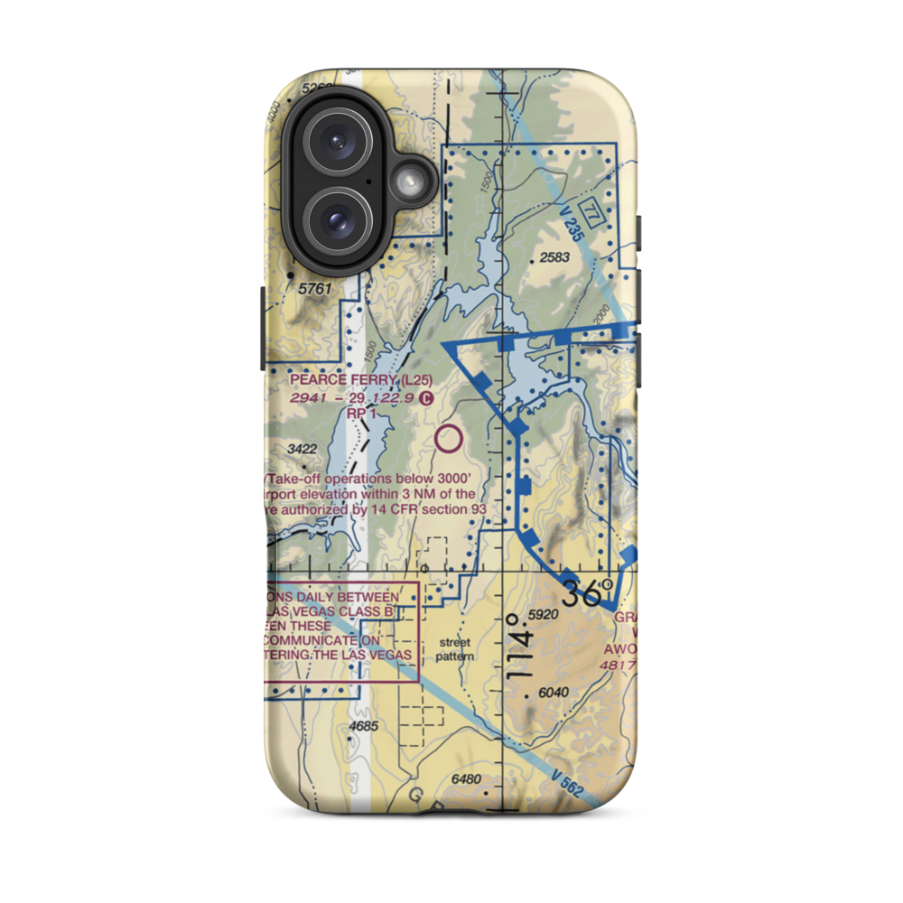 Pearce Ferry Airport (L25) VFR Sectional  Tough iPhone Case iPhone 16 Plus model shown