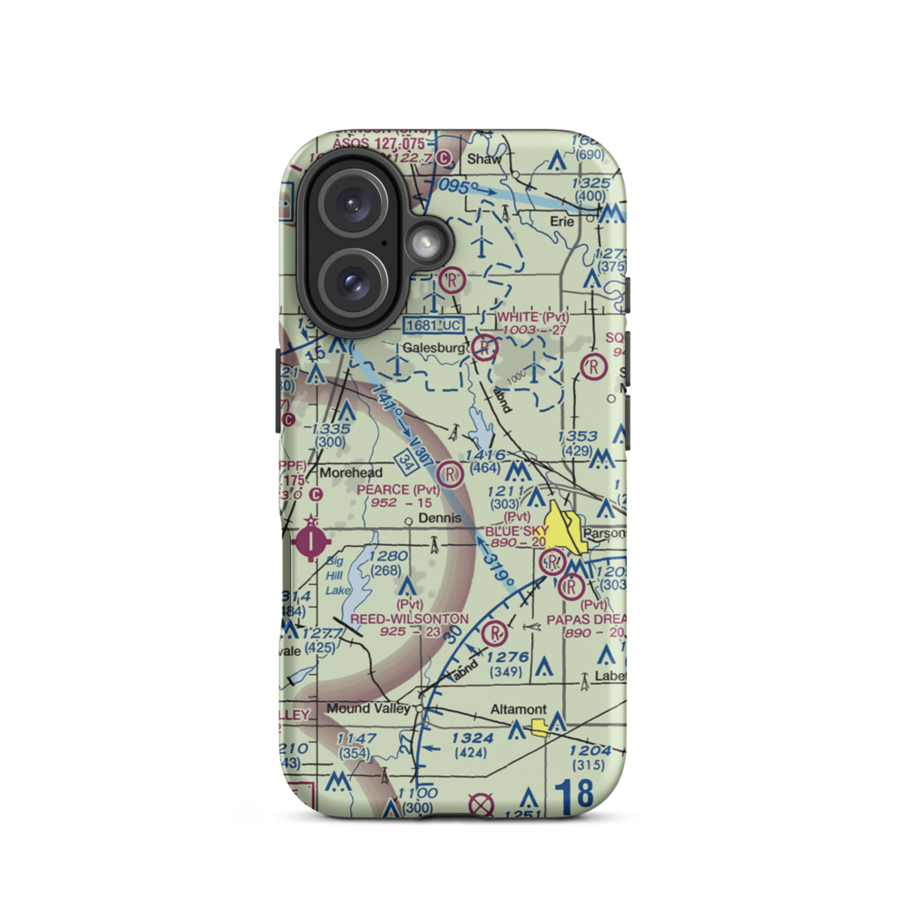 Pearce Field (0KS8) VFR Sectional  Tough iPhone Case iPhone 16 model shown