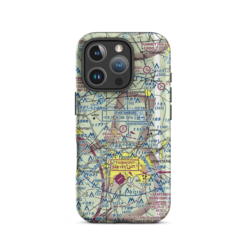 Pearson's Farm Airport (SC40) VFR Sectional  Tough iPhone Case iPhone 16 Pro model shown