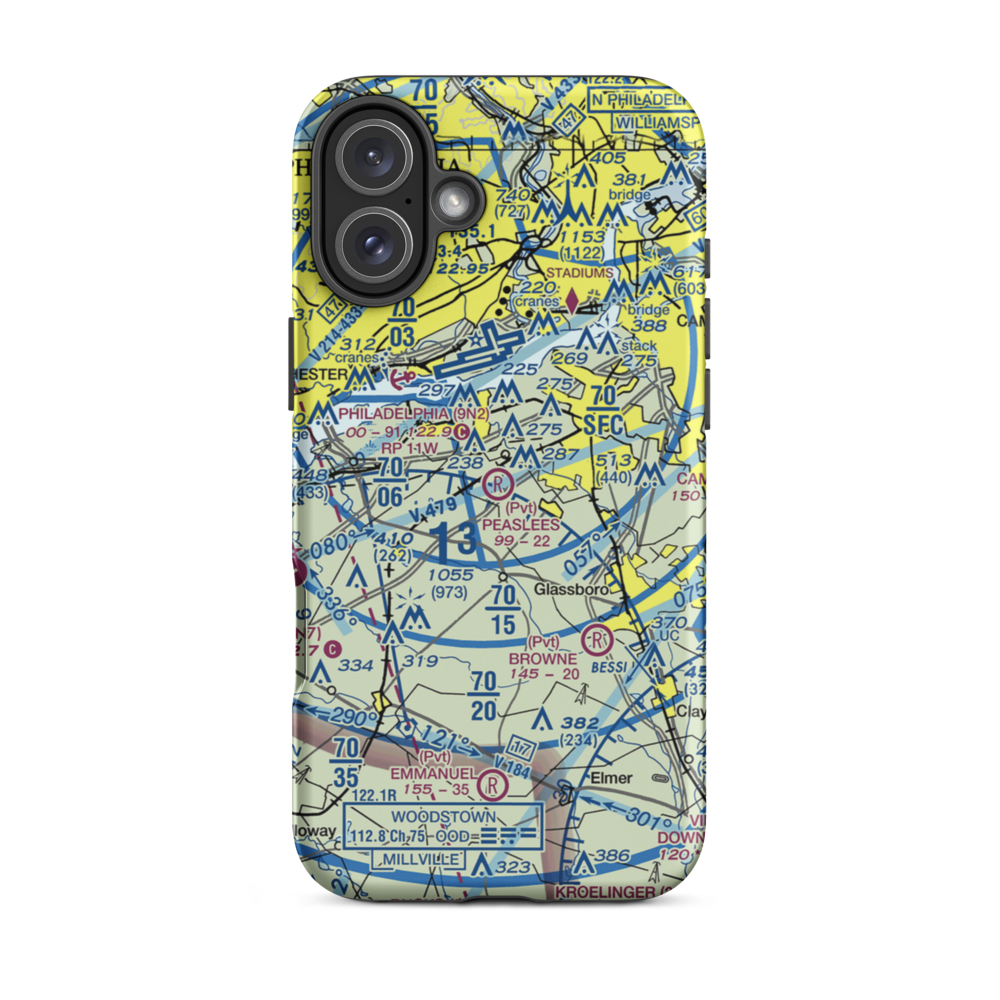 Peaslees Airstrip (NJ25) VFR Sectional  Tough iPhone Case iPhone 16 Plus model shown