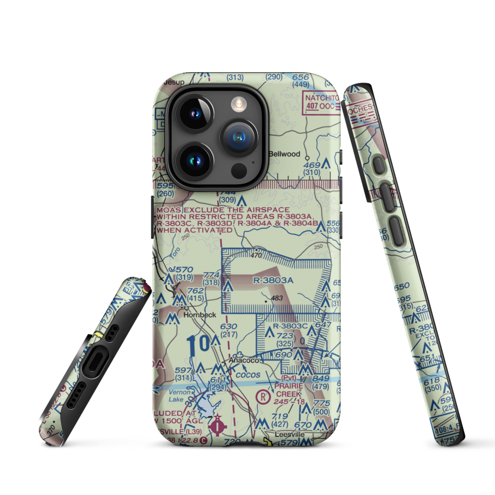 Peason Landing Strip (AWC) VFR Sectional  Tough iPhone Case iPhone 15 Pro model shown